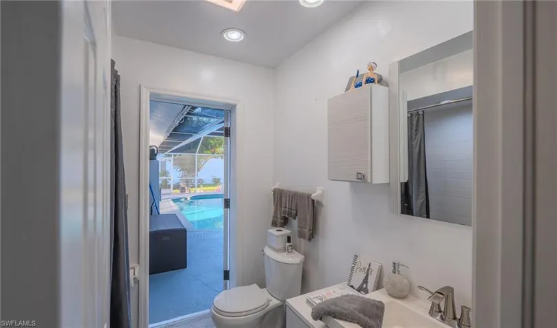 Guest Bathroom has access to the pool