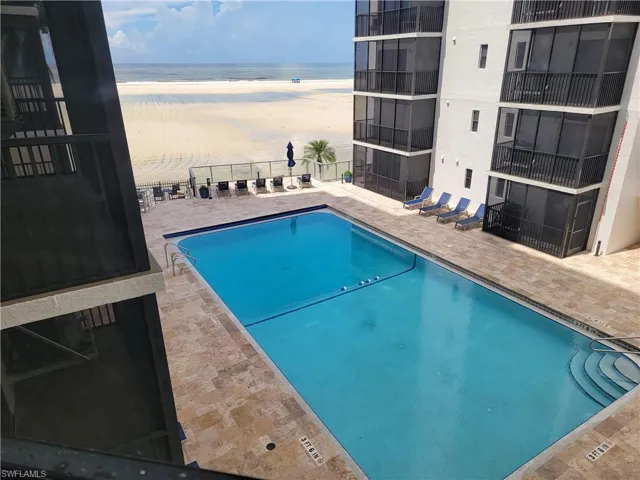 View of pool and Gulf from LV RM window