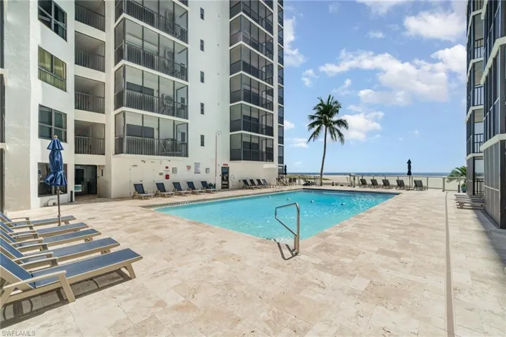Community pool with patio