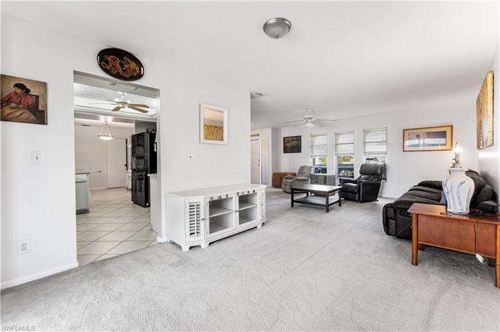 View from one of the sliding glass doors looking at living area.