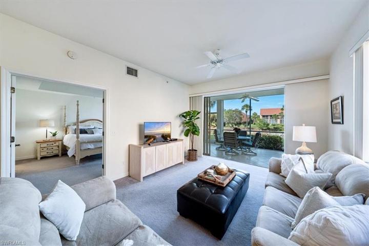 View of lake through oversized lanai