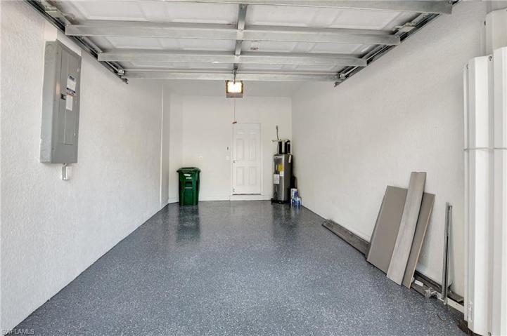 1 car garage with freshly painted floor