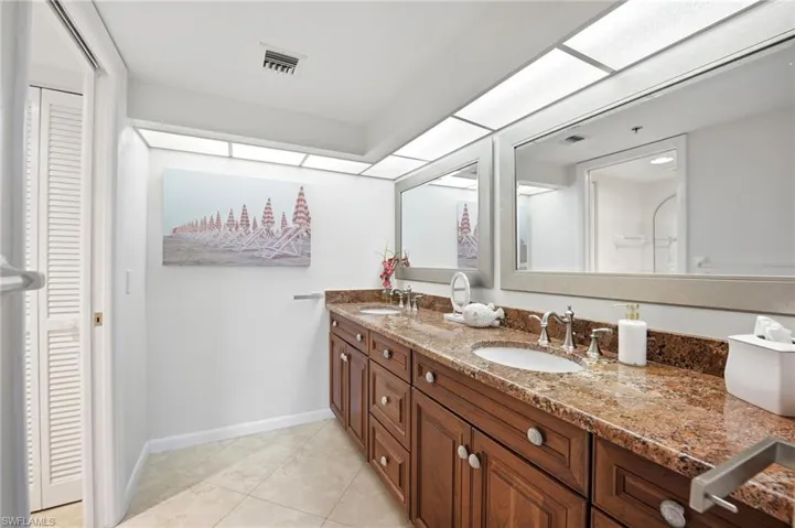 Spacious primary bath with dual-sink vanity