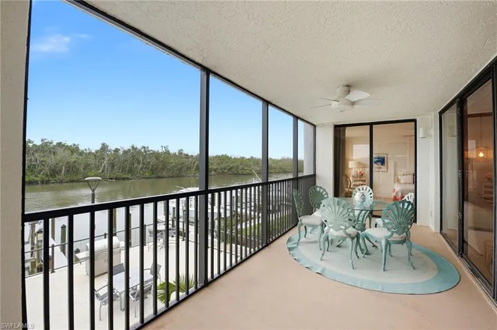 Expansive screened lanai overlooking Estero Bay