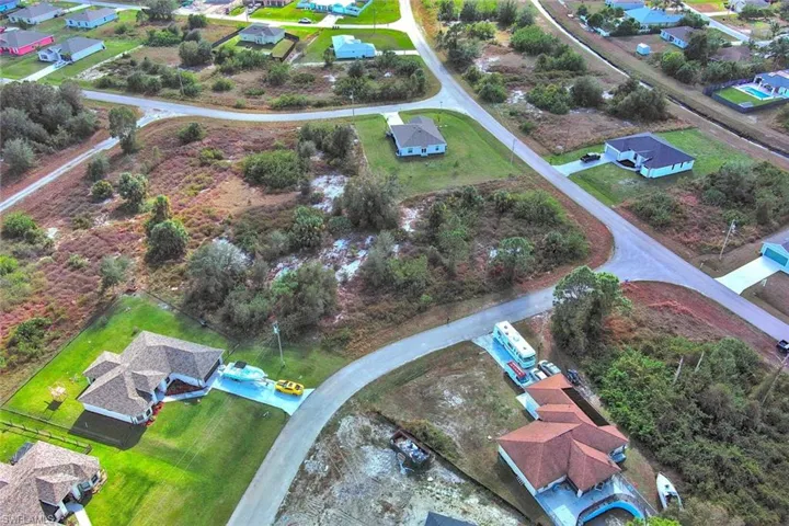 Aerial perspective of suburban area