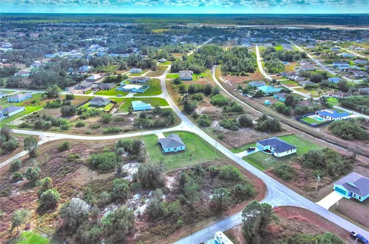 Aerial perspective of suburban area