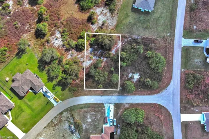 Aerial view of property's location with property boundaries highlighted