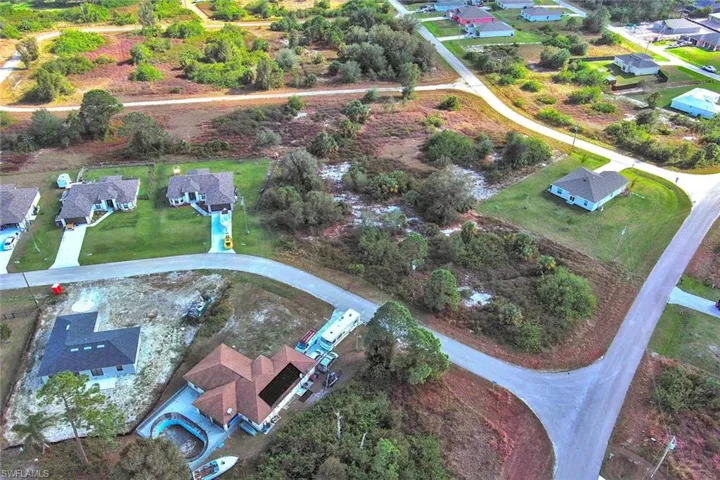 Aerial perspective of suburban area