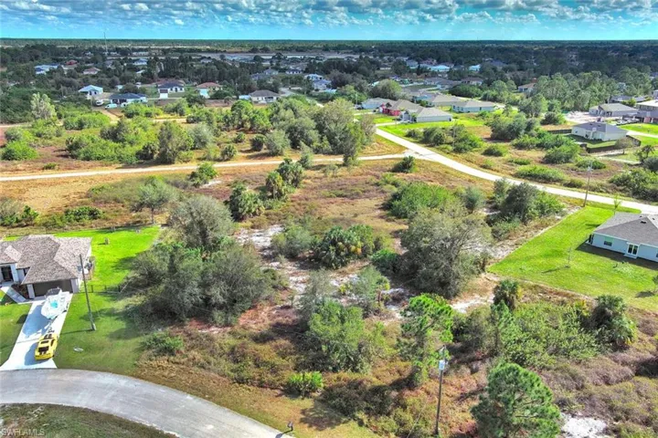 Aerial perspective of suburban area