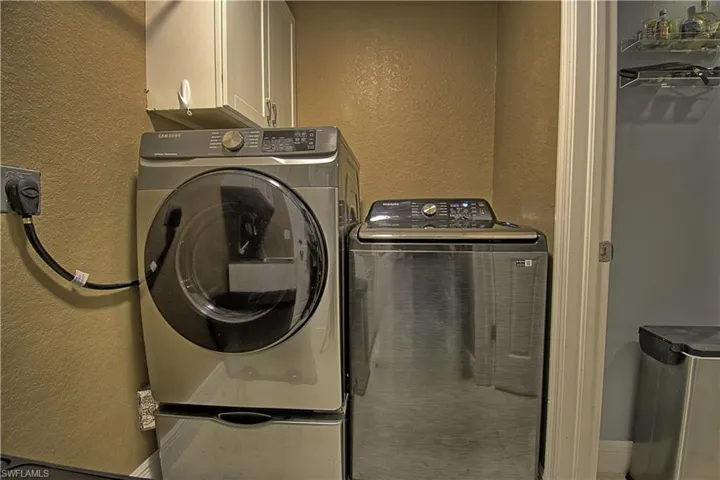 Laundry area featuring wall cabinets and laundry tub