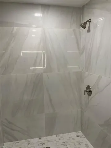Tiled shower in hall bath