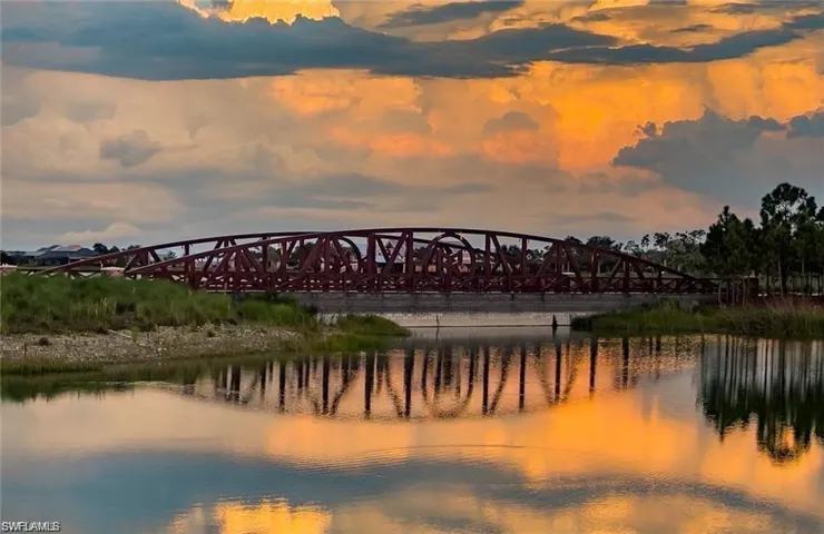 Water view featuring a notable bridge