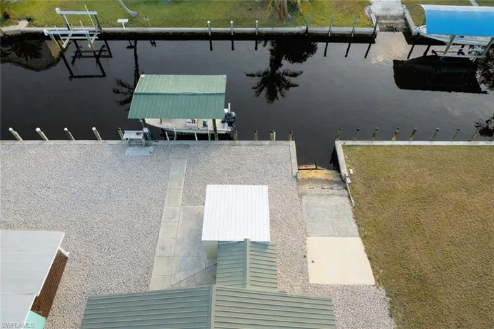 Aerial view of a nearby body of water