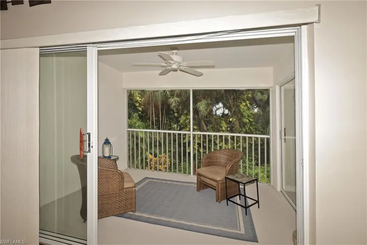 Enclosed lanai with ceiling fan