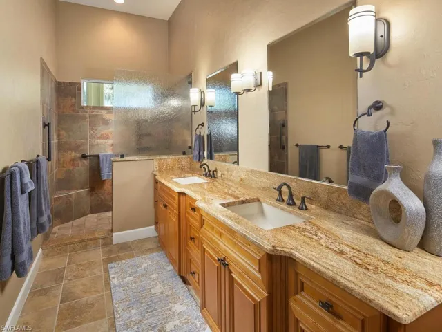 Primary bathroom with a HUGE walk-in shower.