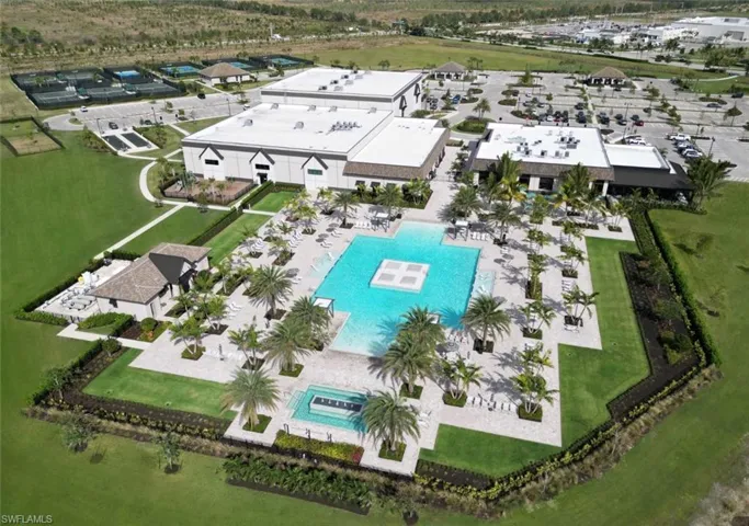 Bird's eye view of a pool area