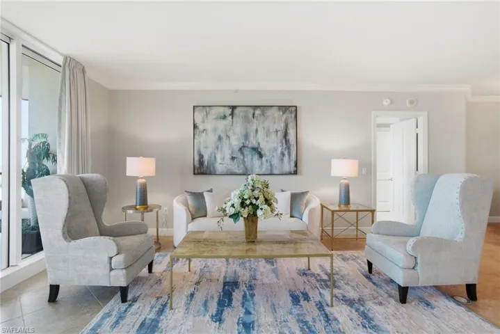 Living area with crown molding