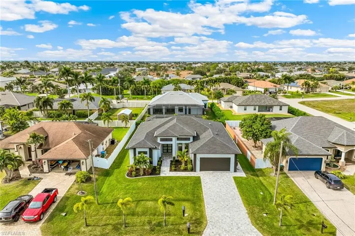 Aerial perspective of suburban area