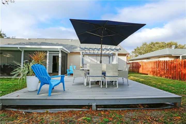 Wooden deck with a pergola