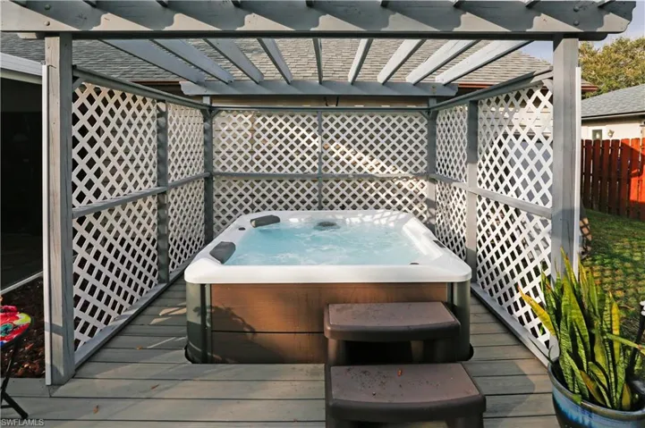 Wooden terrace with a pergola