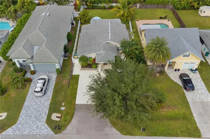 Drone / aerial view of a pool