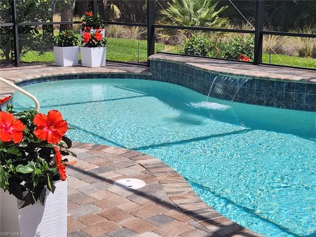 Heated Pool with Water Feature