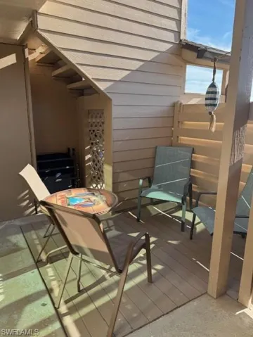 Front Patio area with storage areas