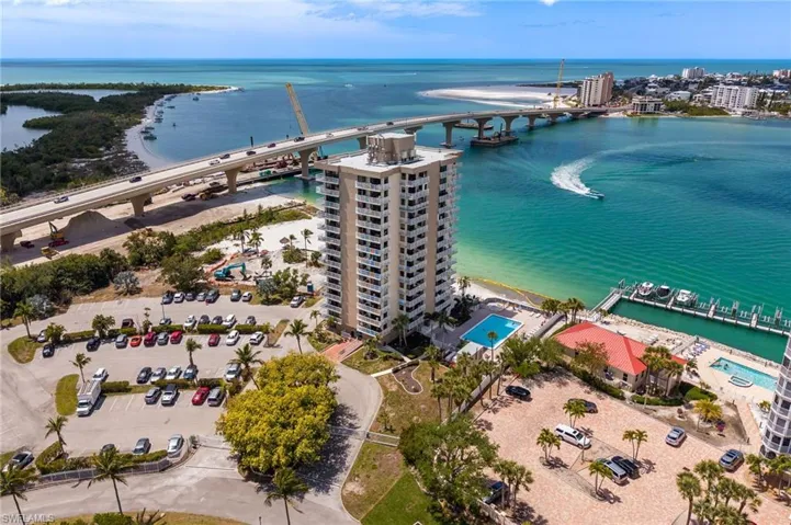 Stunning aerial of Lovers Key Beach Club and Gulf waters