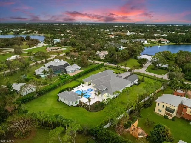 Aerial view at dusk
