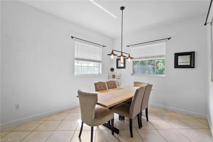 View of tiled dining room