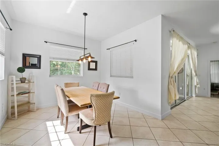 View of tiled dining area