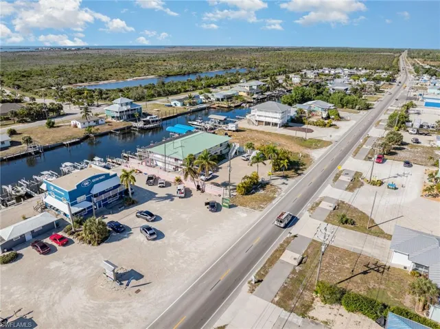 Bird's eye view of a nearby body of water