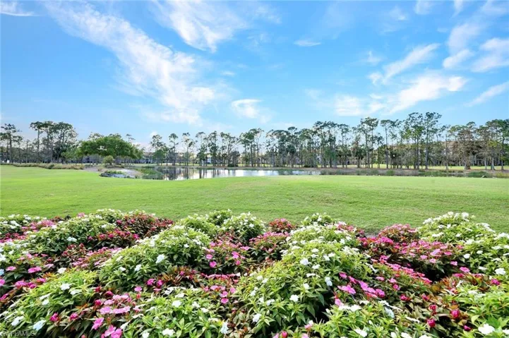 View of property's community featuring a water view and a yard