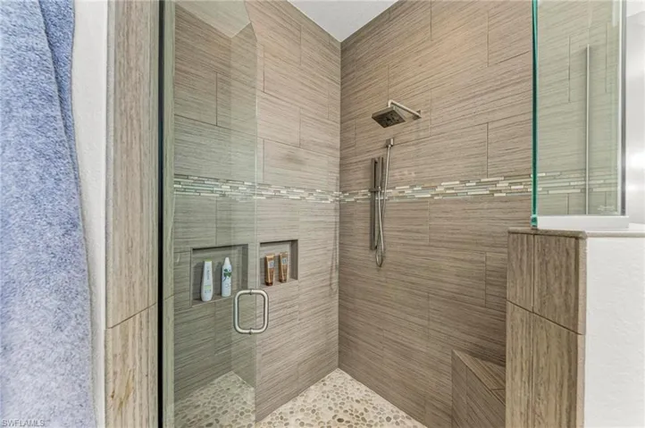 Bathroom with an enclosed shower