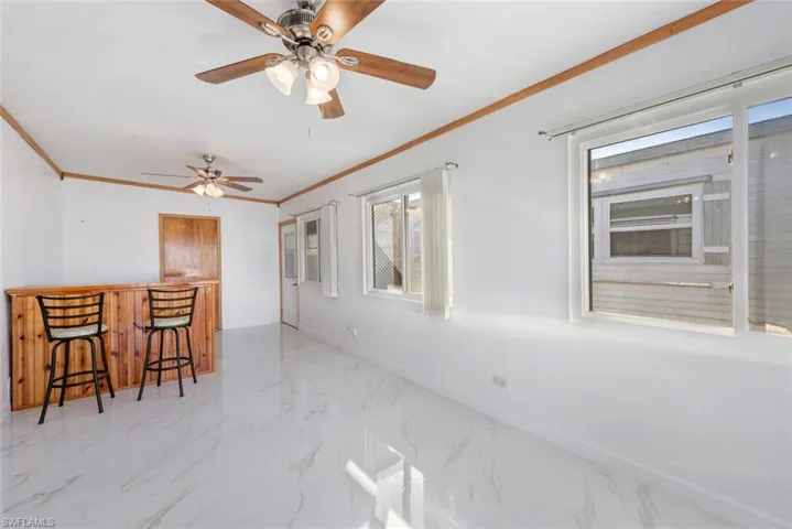 Sunroom with marble floors