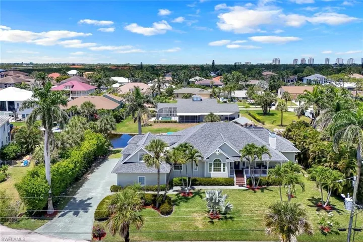 Aerial view of the front of the home.