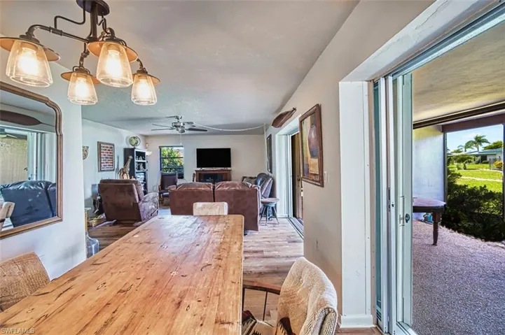 Dining room featuring ceiling fan