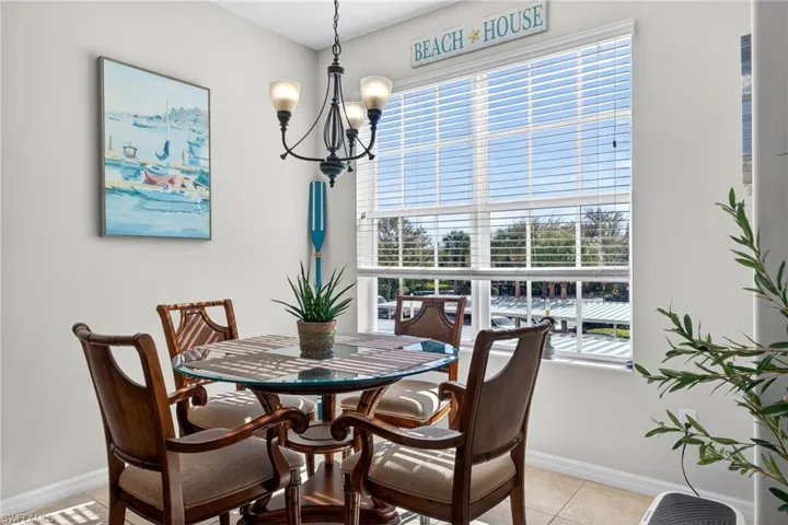 Dining space full of natural light and lots of windows.