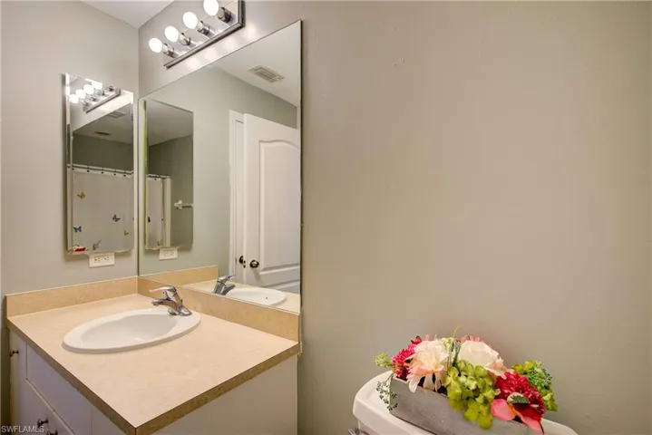 The Master Bathroom has a BIG mirror