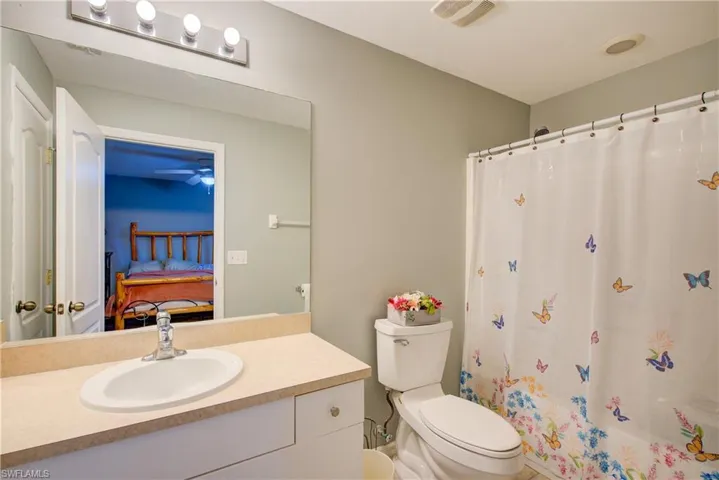 The Master Bathroom with a tub/shower combo