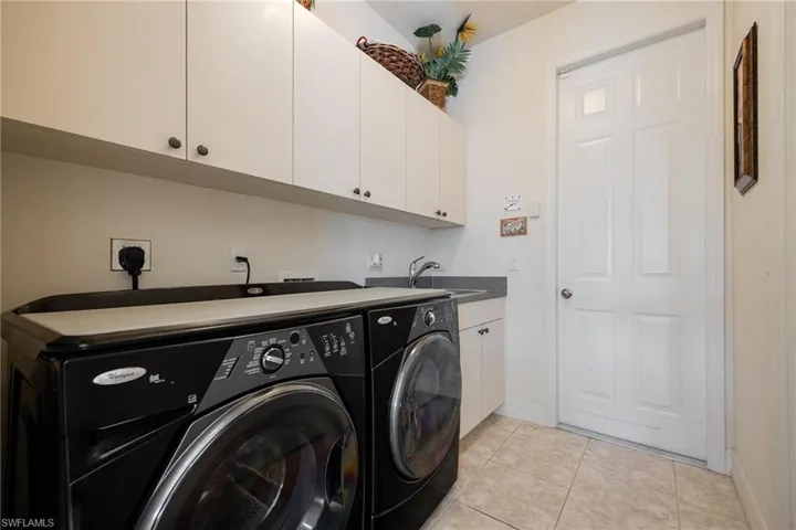Generous Laundry Room with Plenty of Storage with full sink and entry to the garage!