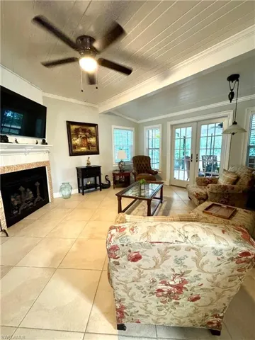 Family room with fireplace
