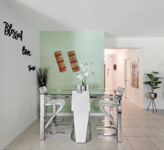 View of tiled dining area