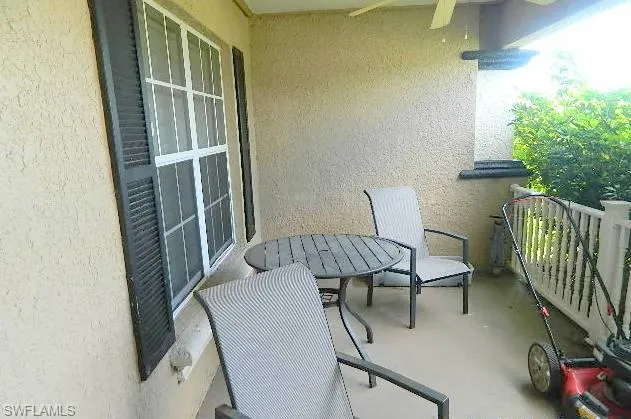 Balcony with a ceiling fan