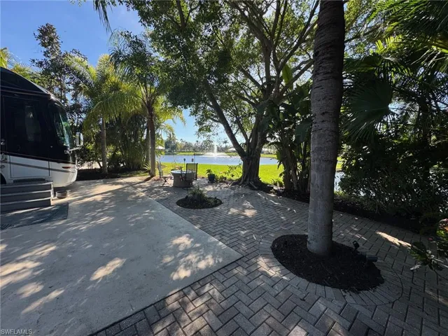 View of patio featuring a water view