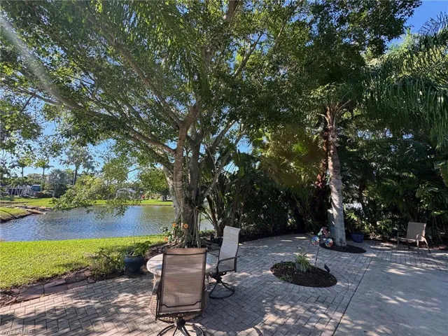 View of patio / terrace featuring a water view