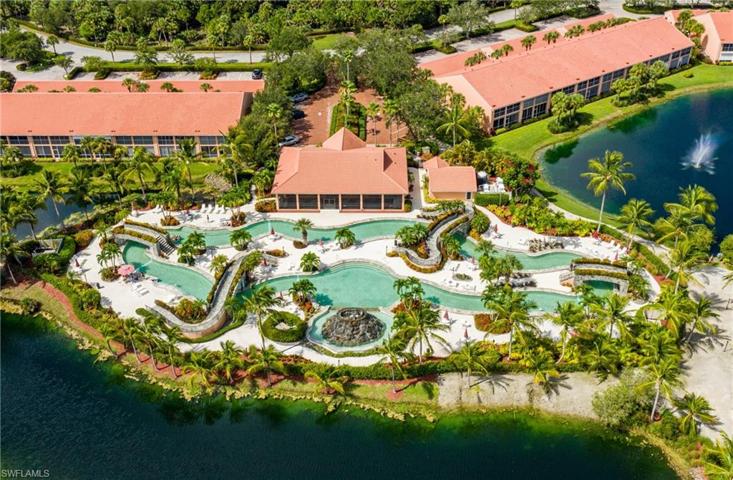 View of the 600 foot long lazy river & the club house.