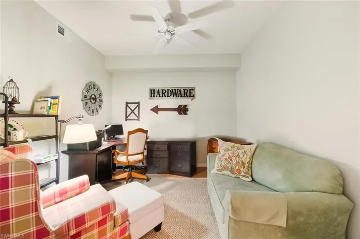 Home office featuring ceiling fan