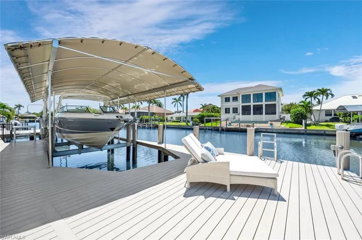 Enjoy the view from your beautiful dock overlooking the water.