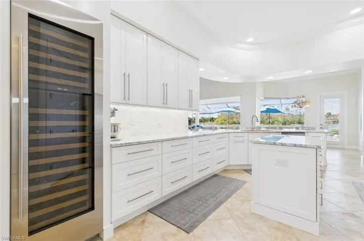Built in large wine cooler and kitchen